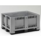 Caja-palet 3 patines, 1200x1000x600 mm, 430 L, cerrada, gris claro