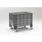 Caja-palet c 4 ruedas, 1200x800x950 mm, 550 L,  gris claro