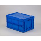 Caja plegable 600x400x320 mm, 66 L com 2 asas abiertas azul
