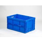 Caja plegable 600x400x320 mm, 66 L com 2 asas abiertas azul