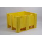 Caja-palet 1200x1000x760 mm630 L cerrada 3 patines amarillo