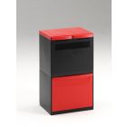 Módulo TRIO 400x300x700 mm, para 3 residuos, negro y rojo