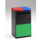Módulo TRIO 400x300x700 mm, para 3 residuos, negro, azul, verde y rojo