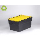 Caja distribución apilable 55 L 600x400x320 mm negro c tapa amarillo