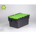 Caja distribución apilable 55 L 600x400x320 mm negro c tapa verde