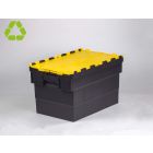 Caja distribución apilable 63 L 600x400x365 mm negro c tapa amarillo