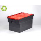Caja distribución apilable 63 L 600x400x365 mm negro c tapa rojo