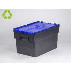 Caja distribución apilable 63 L 600x400x365 mm negro c tapa azul