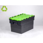 Caja distribución apilable 63 L 600x400x365 mm negro c tapa verde