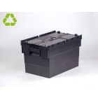 Caja distribución apilable 63 L 600x400x365 mm negro c tapa negro