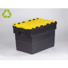Caja distribución apilable 72 L 600x400x416 mm negro c tapa amarillo