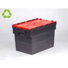Caja distribución apilable 72 L 600x400x416 mm negro c tapa rojo