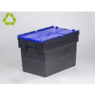 Caja distribución apilable 72 L 600x400x416 mm negro c tapa azul
