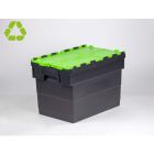 Caja distribución apilable 72 L 600x400x416 mm negro c tapa verde