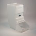Caja dispensadora 65 litros, blanca con tapa batiente transparente