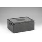 Caja isotérmica em EPP, 600x400x280 mm, 39 L, c tapa, gris oscuro