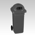 Contenedor 120 L, 2 ruedas, tapa redonda ovalada, gris oscuro