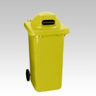 Contenedor 240 L, 2 ruedas, tapa redonda ovalada c ranura amarillo