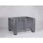 Caja-palet 610 L, 1200x1000x760 mm, cerrada, 4 apoyos, gris