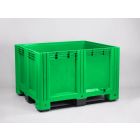 Caja-palet 610 L, 1200x1000x760 mm, cerrada, 3 patines, verde