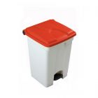 Contenedor com pedal 45 L 400x400x600 blanco c tapa rojo