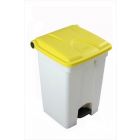 Contenedor com pedal 45 L 400x400x600 blanco c tapa amarillo