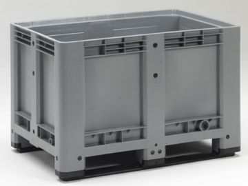 Caja-palet 2 patines, 1200x800x780 mm, 475 L, cerrada, gris