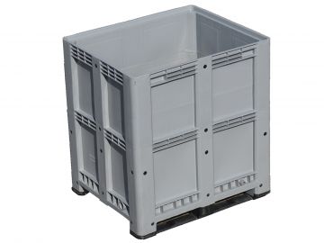 Caja-palet 2 patines, 1200x800x1280 mm, 940 L, cerrada, gris