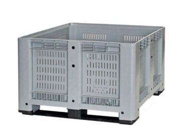 Caja-palet 610 L, 1200x1000x780 mm perforada con 2 patines