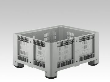 Caja-palet  430L 1200x1000x580 mm 4 apoyos perforada gris