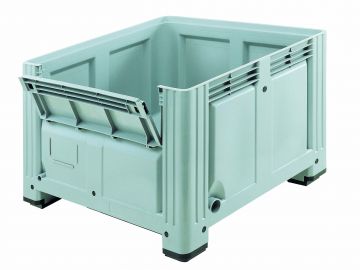 Caja-palet 760L 1200x1000x850 mm 4 apoyos gris c abertura frontal