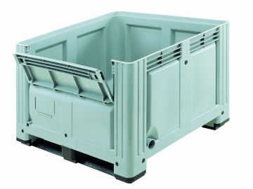 Caja-palet 760L 1200x1000x870 mm 2 patines c abertura frontal gris