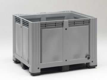 Caja-palet 3 patines,1200x1000x870 mm, 760 L, cerrada, gris claro