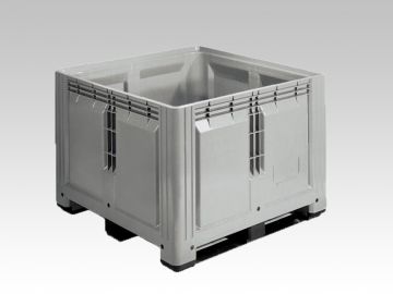 Caja-palet 3 patines, 1200x1200x870 mm, 900 l., cerrada, gris
