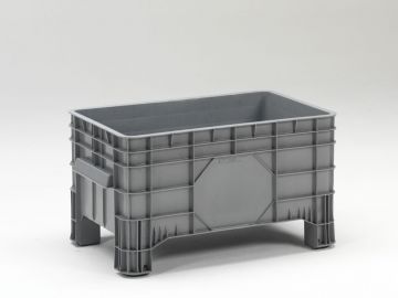 Caja de gran volumen 200 l., 1040x640x550, 4 apoyos, cerrada, gris