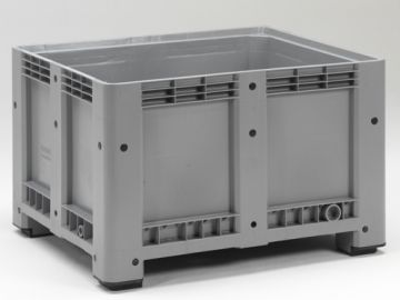 Caja-palet 610 L, 1200x1000x760 mm, 4 apoyos, gris