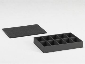Interior p caja 400x300, c 10 compartimentos, c espuma, negro