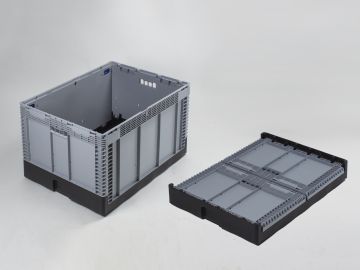 Collapsible transport box, 192 liters, 800x600x465 mm grey