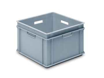 Caja apilable cuadrado, 35 litros, 400x400x270 mm con 4 asas