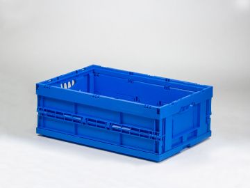 Caja plegable 600x400x220 mm, 44 L com 2 asas abiertas azul