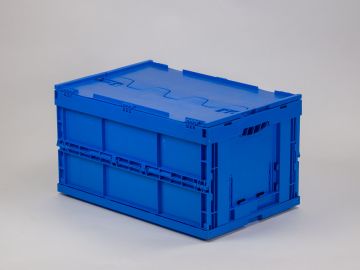 Caja plegable 600x400x320 mm, 66 L com 2 asas abiertas azul