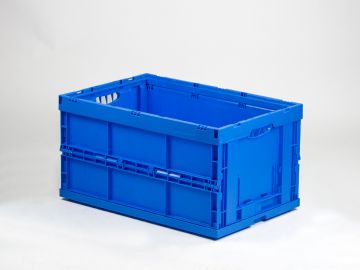 Caja plegable 600x400x320 mm, 66 L com 2 asas abiertas azul