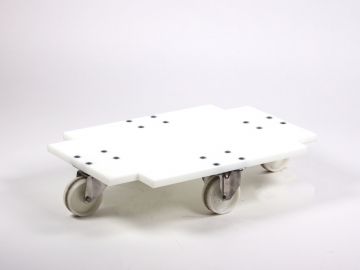 Plataforma rodante 650x450 mm con 4 ruedas inox ø100 mm, blanco