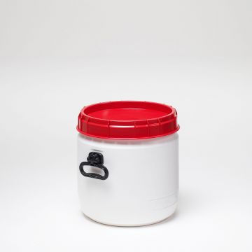 Bidón de boca ancha 26,0 L blanco asas