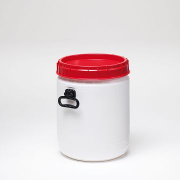 Bidón de boca ancha 34,0 L blanco asas