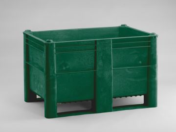 Caja-palet higiénicas 1200x800x740 mm520 L cerrada 2 patines verde