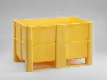 Caja-palet higiénicas 1200x800x740 mm520 L cerrada 2 patines amarillo