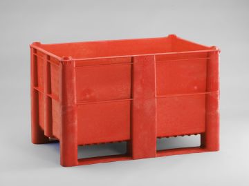 Caja-palet higiénicas 1200x800x740 mm520 L cerrada 2 patines rojo