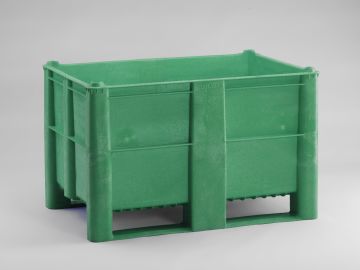 Caja-palet higiénicas 1200x800x740 mm520 L cerrada 2 patines verde