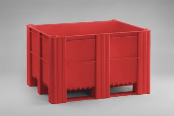 Caja-palet 1200x1000x760 mm630 L cerrada 3 patines rojo